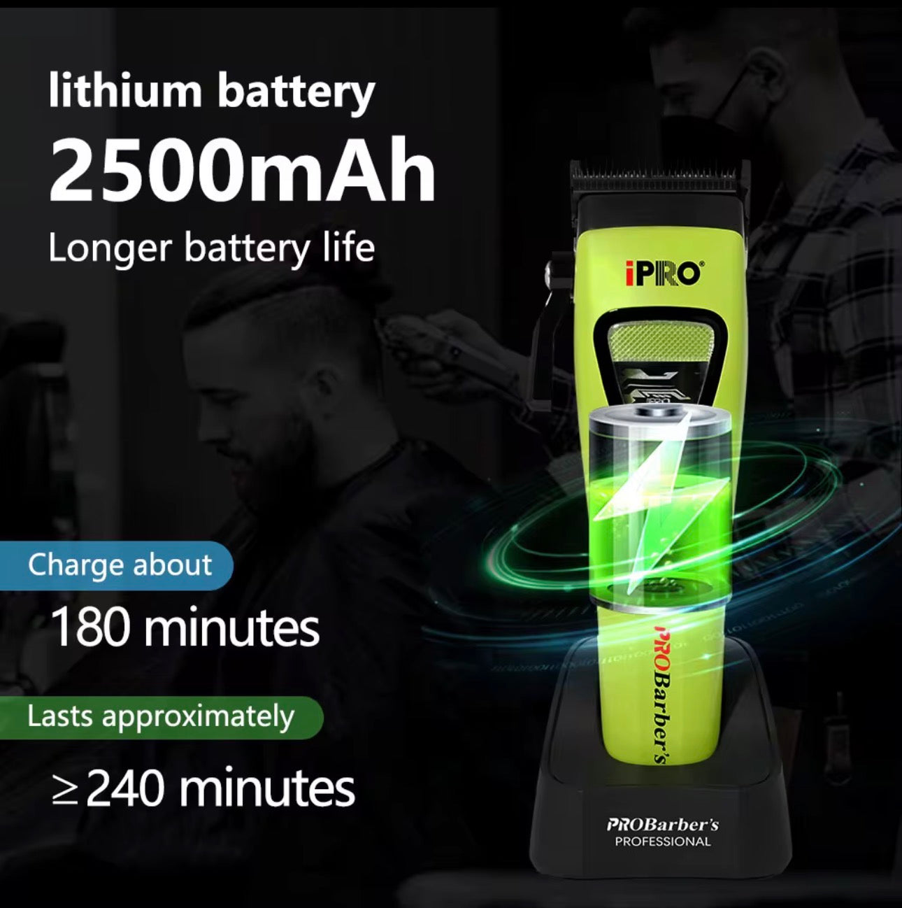 IPRO PROBarber’s S8167 Professional Hair Clipper – 7500 RPM | USB-C | 2500mAh