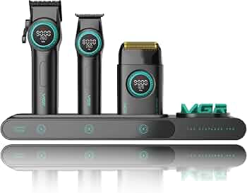 VGR Stepless Pro 4 in 1 Professional Barber Combo – Clipper, Trimmer, Shaver & Hair Dryer