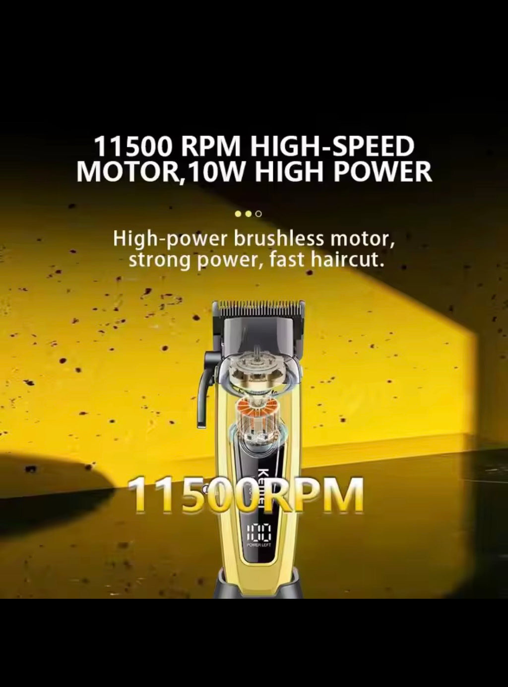 Kemei KM-90-4 Professional Brushless Hair Clipper | 11,500 RPM | DLC Blade