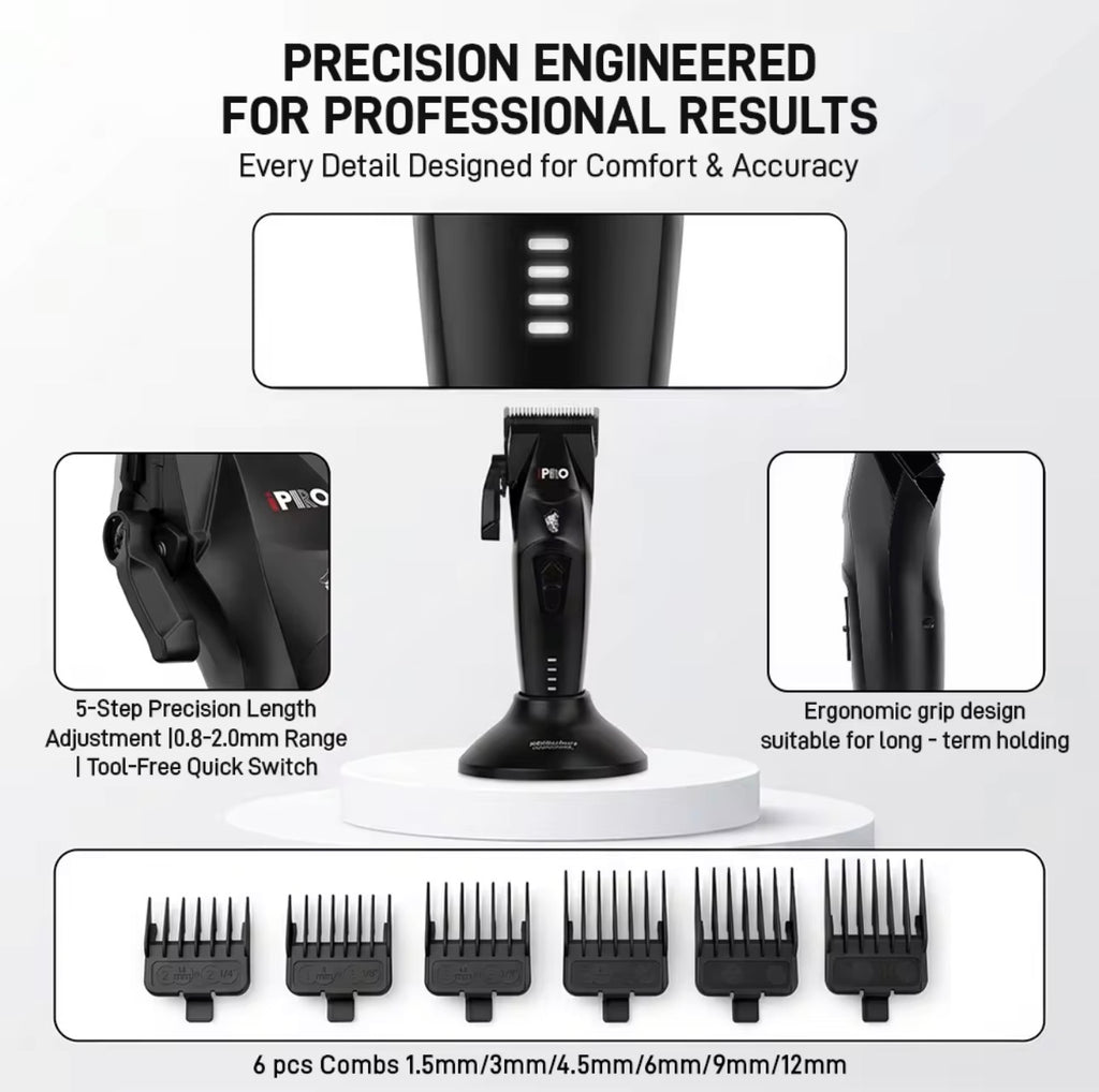 iPRO Professional Barber Combo | Clipper & Trimmer 7500 RPM Brushless
