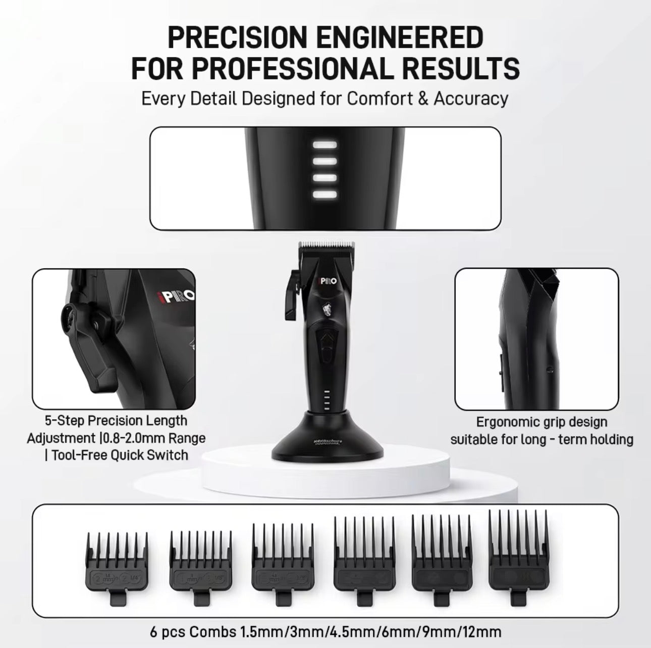 iPRO Professional Barber Combo | Clipper & Trimmer 7500 RPM Brushless