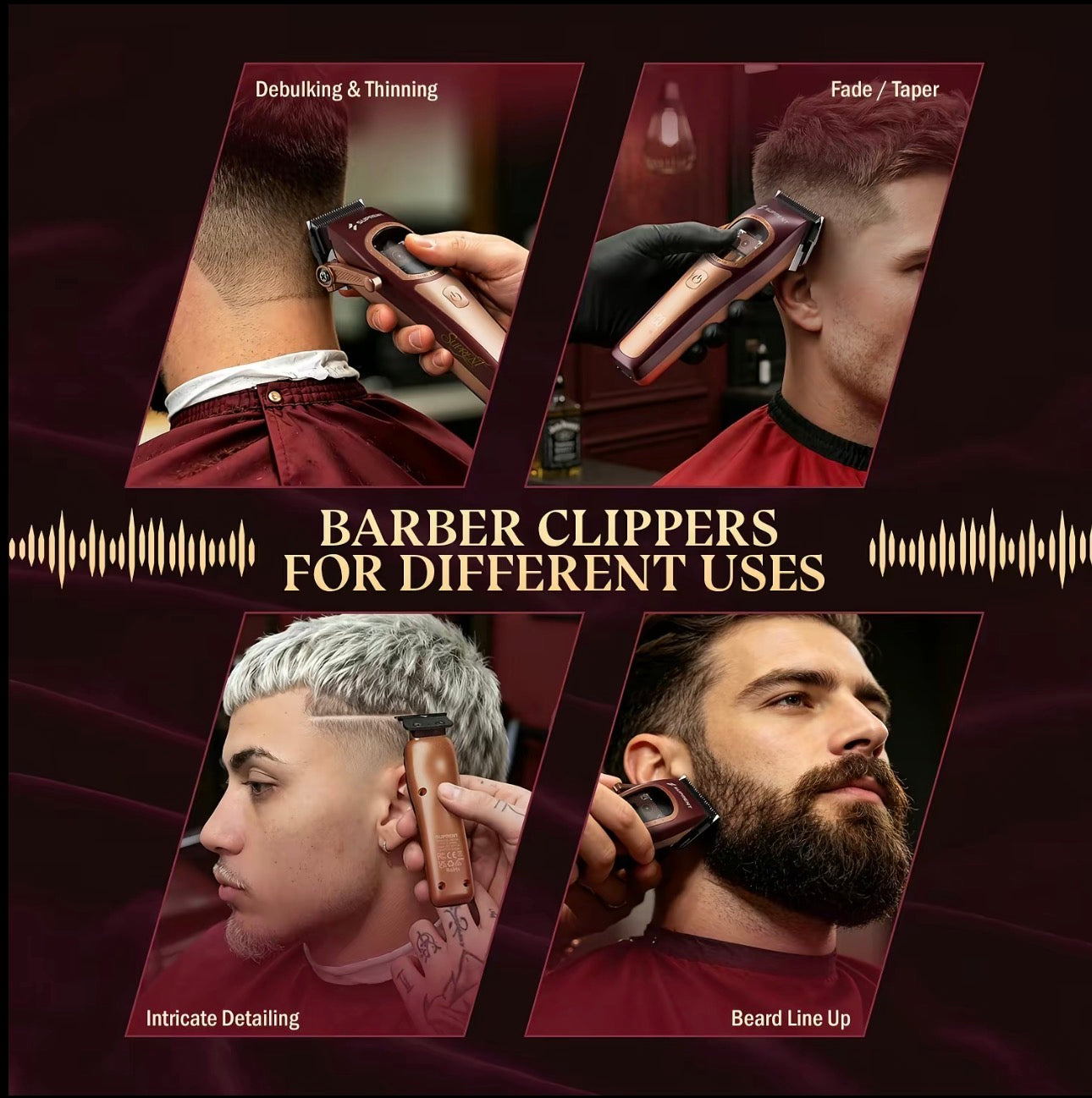SUPRENT Vinyl Professional Clipper & Trimmer Combo with Charging Stands