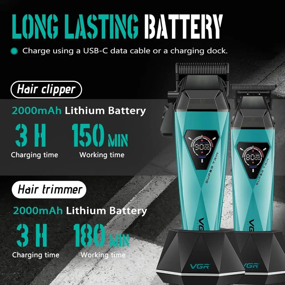 VGR V-877 S3 Professional Barber Combo 3-in-1 – Clipper, Trimmer & Foil Shaver