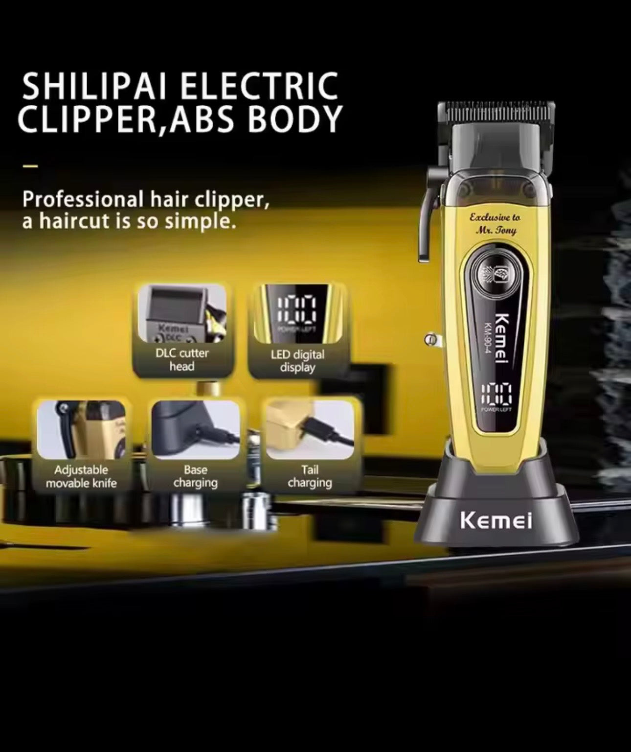 Kemei KM-90-4 Professional Brushless Hair Clipper | 11,500 RPM | DLC Blade