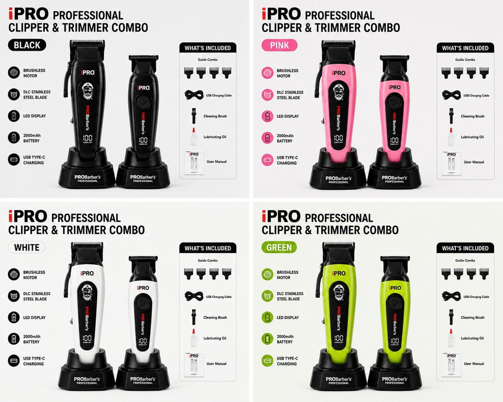 iPRO Professional Clipper & Trimmer Combo with Charging Stands