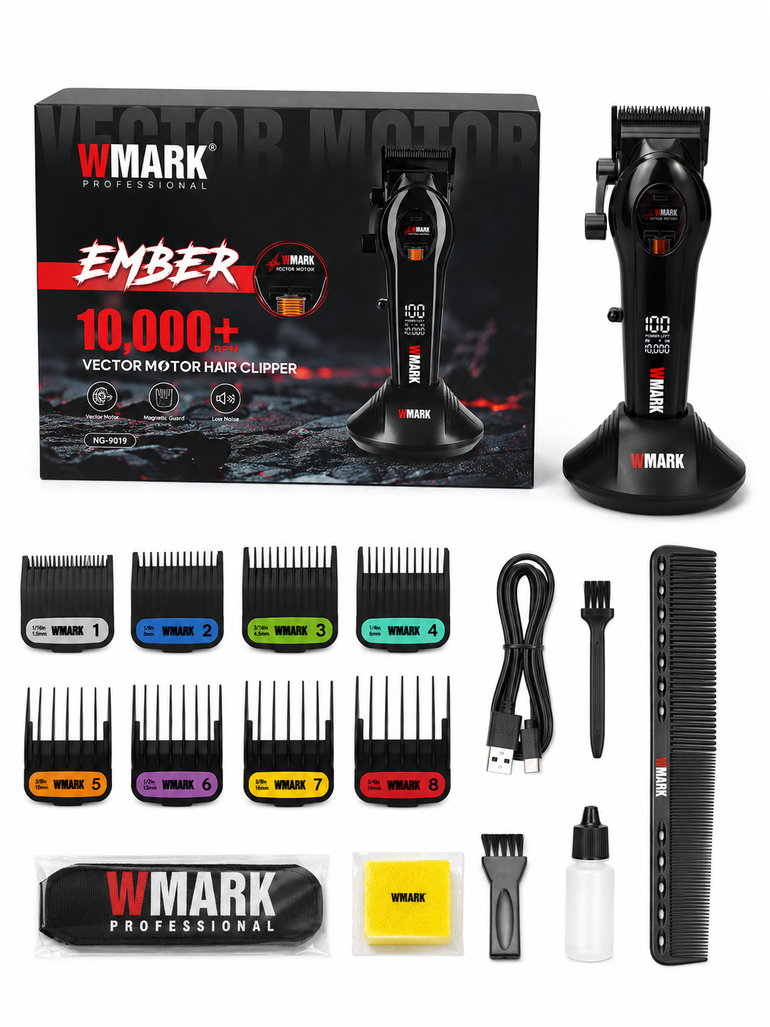 WMARK Ember NG-9019 Professional Vector Motor Hair Clipper – 9,000–11,000 RPM