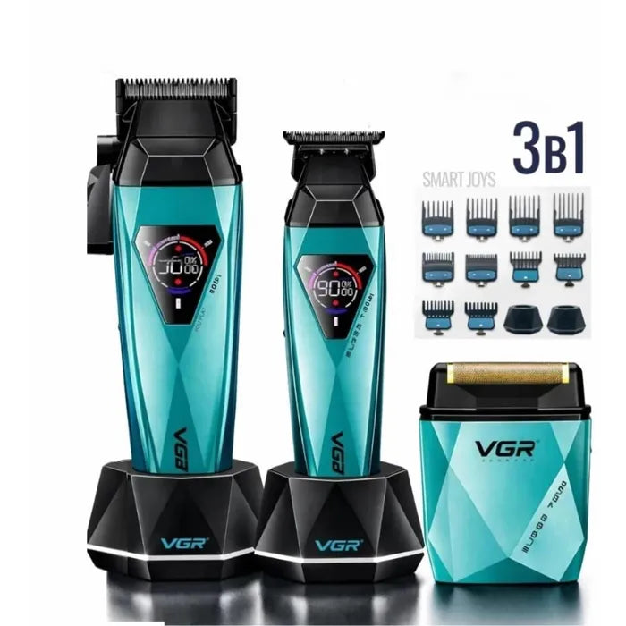 VGR V-877 S3 Professional Barber Combo 3-in-1 – Clipper, Trimmer & Foil Shaver