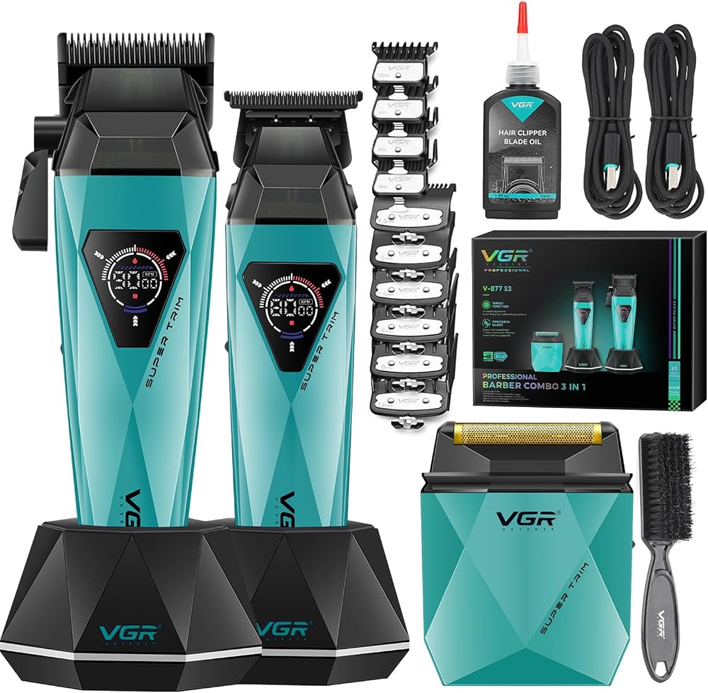 VGR V-877 S3 Professional Barber Combo 3-in-1 – Clipper, Trimmer & Foil Shaver