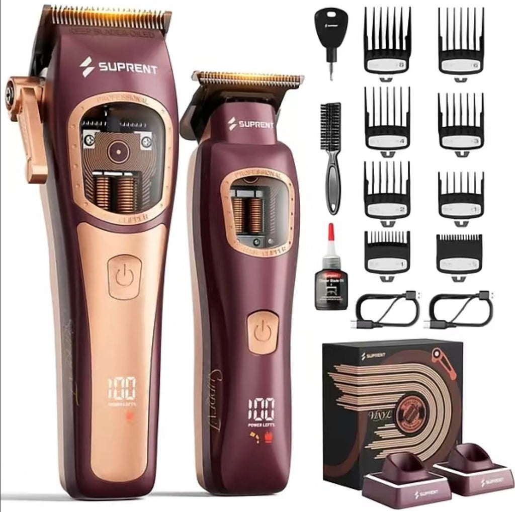 SUPRENT Vinyl Professional Clipper & Trimmer Combo with Charging Stands
