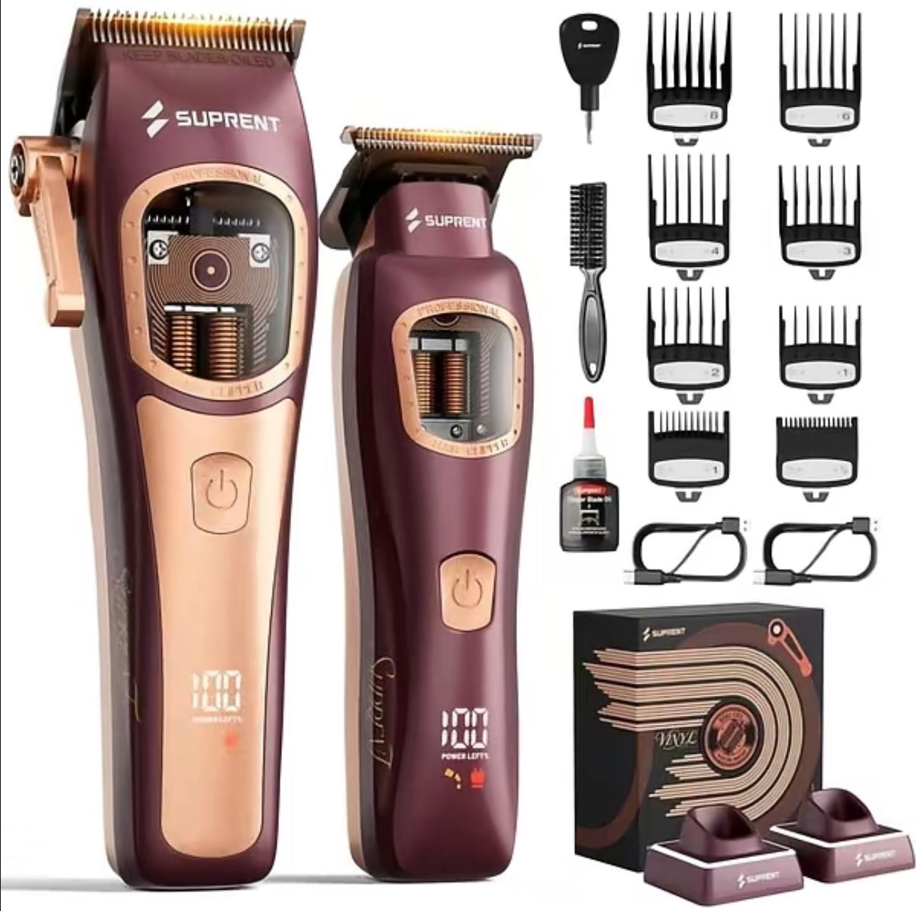 SUPRENT Vinyl Professional Clipper & Trimmer Combo with Charging Stands