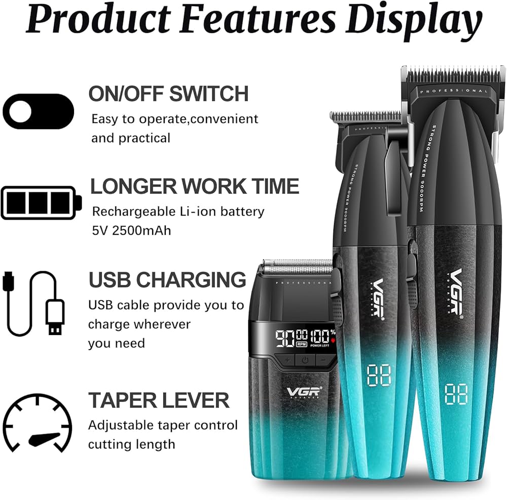 VGR V-640 S3 Professional 3-in-1 Hair Clipper Kit | Clipper, Trimmer & Foil Shaver