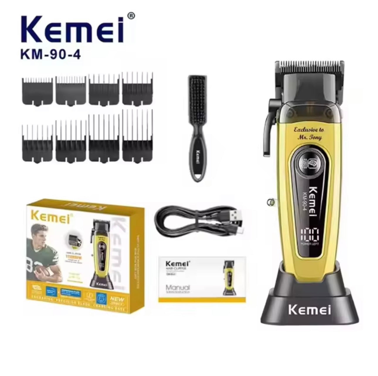 Kemei KM-90-4 Professional Brushless Hair Clipper | 11,500 RPM | DLC Blade