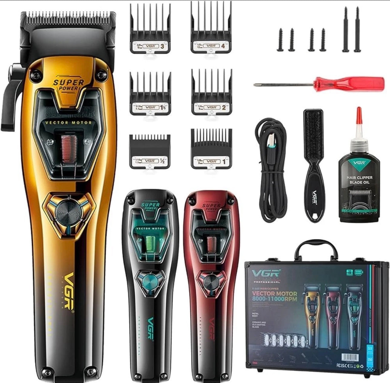 VGR V-668 Professional Vector Motor Hair Clipper – 11,000 RPM