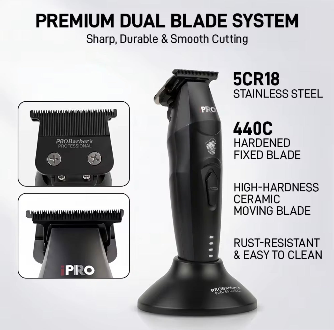 iPRO Professional Barber Combo | Clipper & Trimmer 7500 RPM Brushless