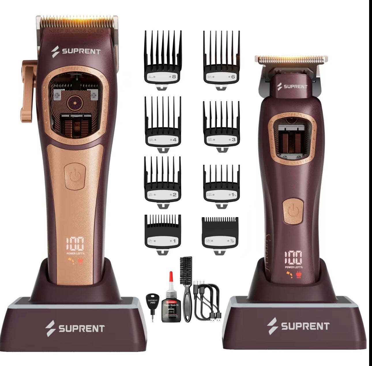 SUPRENT Vinyl Professional Clipper & Trimmer Combo with Charging Stands