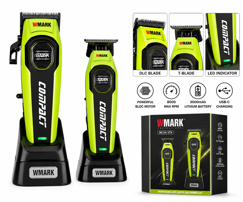 WMARK V4 Compact Professional Clipper & Trimmer Combo – NG-V4 + NG-VT4