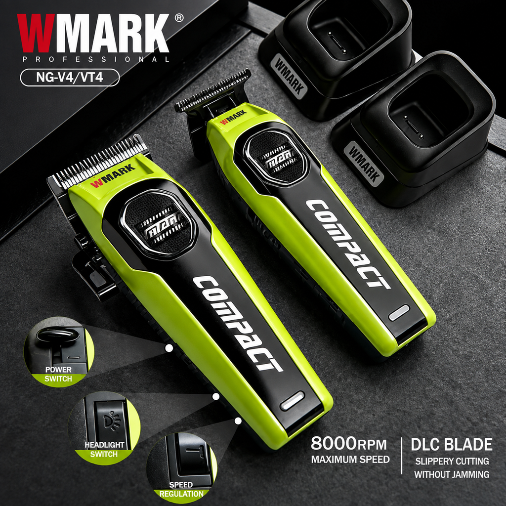 WMARK V4 Compact Professional Clipper & Trimmer Combo – NG-V4 + NG-VT4