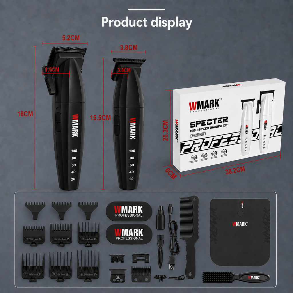 WMARK SPECTER NG-8632 Professional High-Speed Clipper & Trimmer Kit