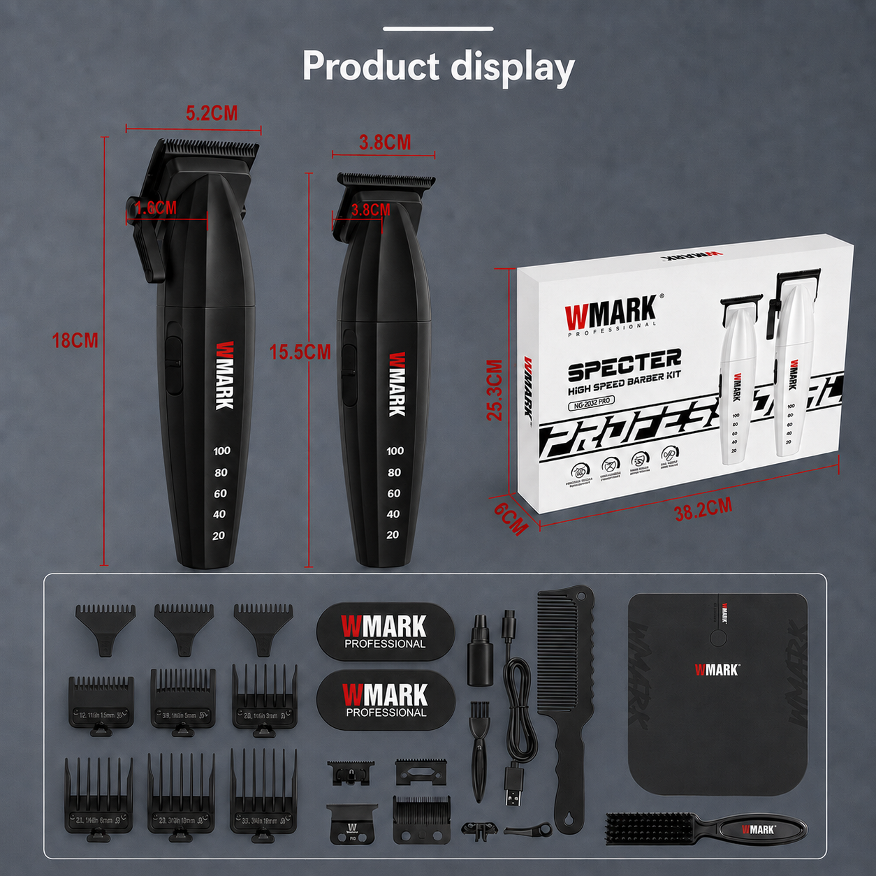 WMARK SPECTER NG-8632 Professional High-Speed Clipper & Trimmer Kit
