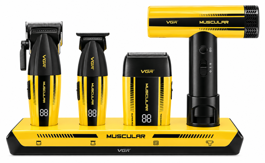VGR Muscular V-285S4 Professional 4-in-1 Barber Combo Kit – Yellow