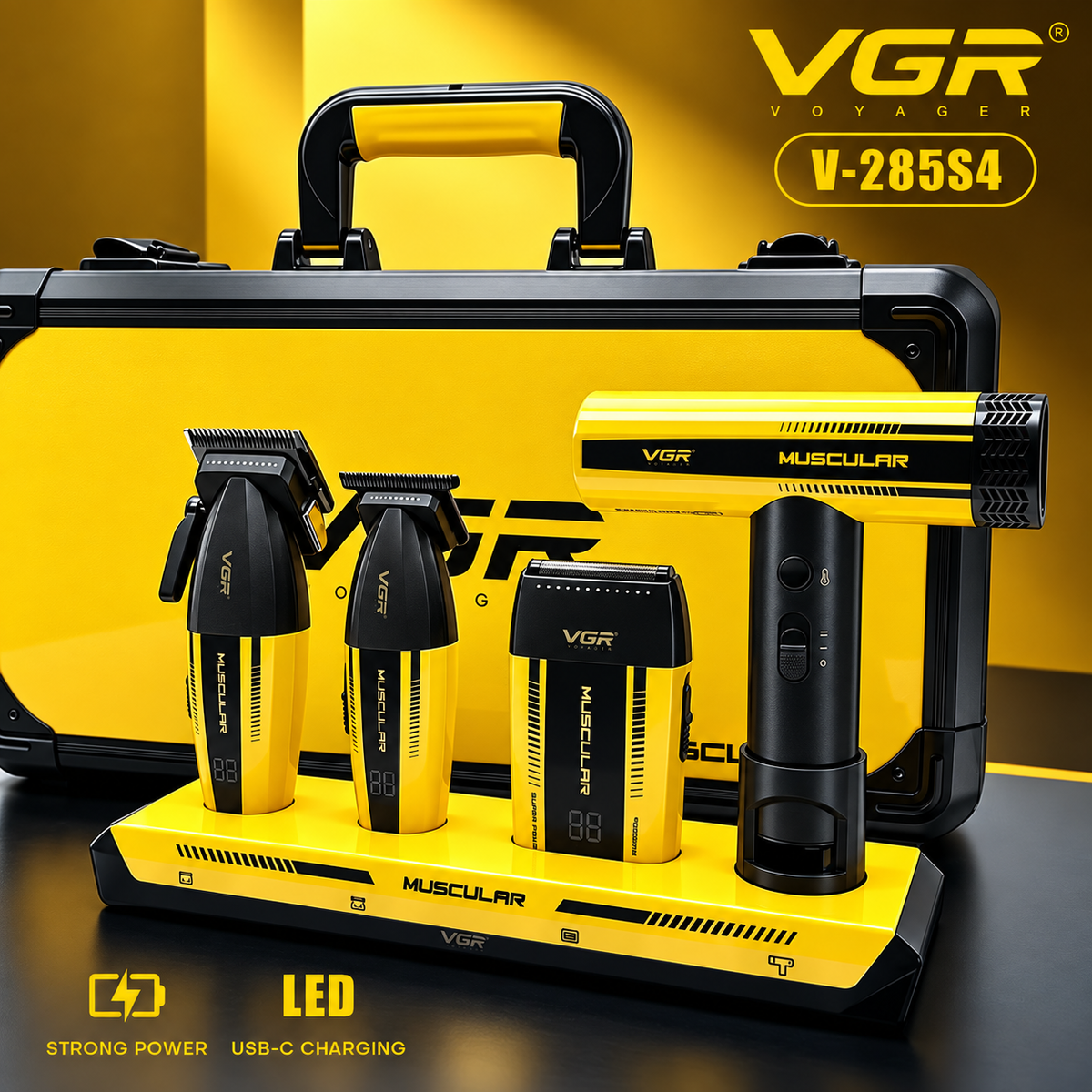 VGR Muscular V-285S4 Professional 4-in-1 Barber Combo Kit – Yellow
