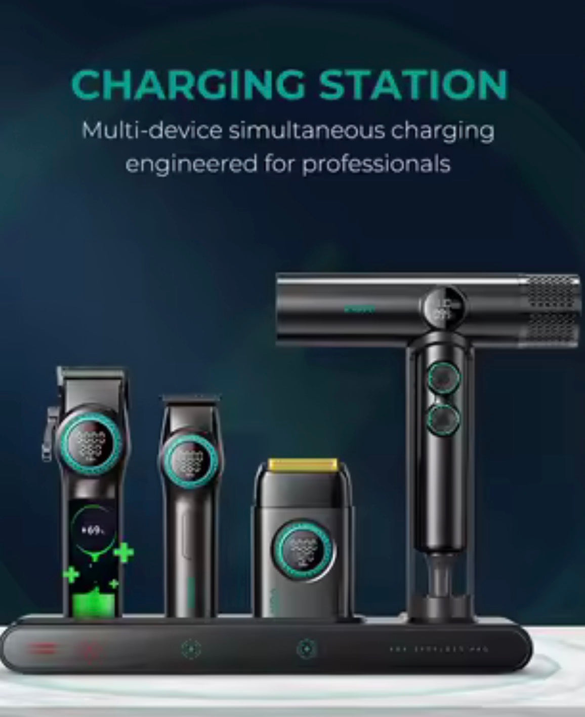 VGR Stepless Pro 4 in 1 Professional Barber Combo – Clipper, Trimmer, Shaver & Hair Dryer
